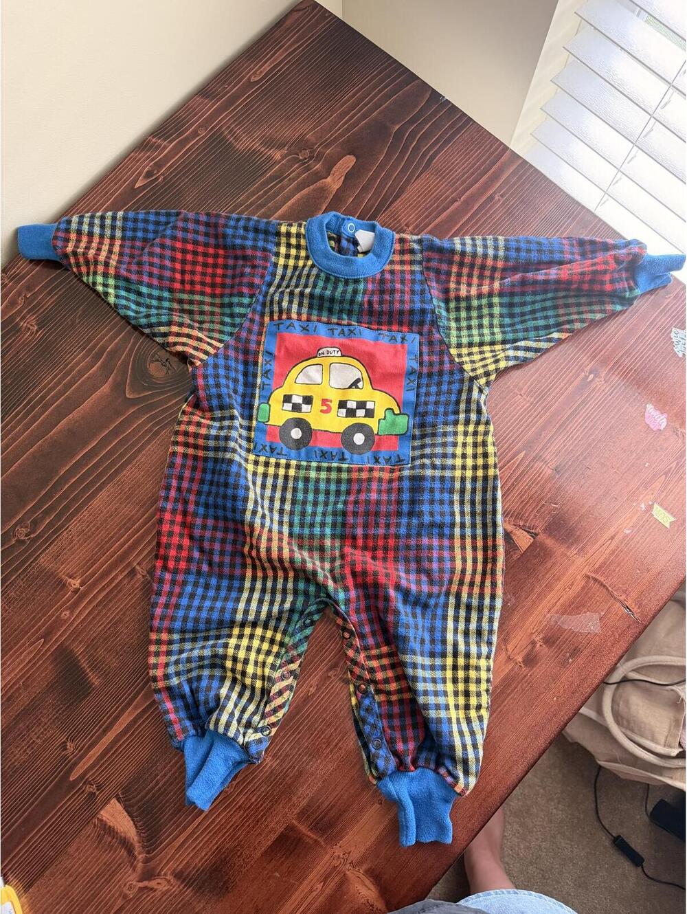 Vintage Buster Brown 18M Plaid Taxi Print Baby Romper - Picture 2 of 4